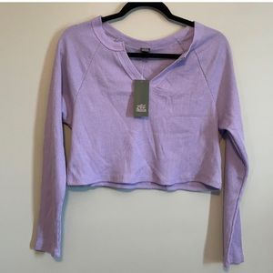 WILD FABLE amethyst V neck Crop Thermal top